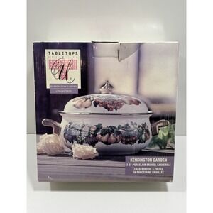 Tabletops Unlimited Kensington‎ Garden Vitroceramic Pot 3 Quart Pot with Lid NEW